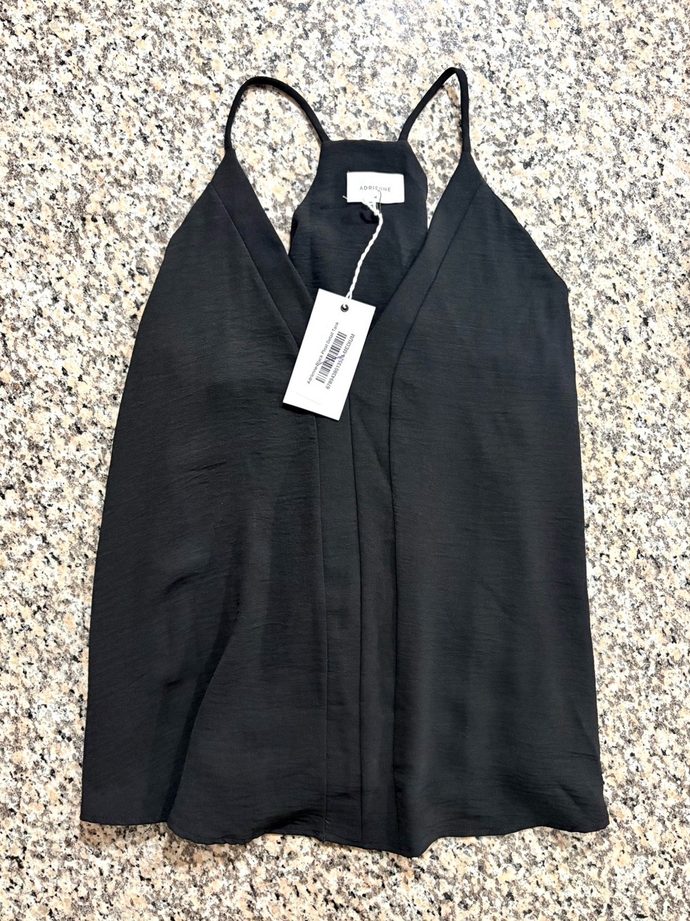 Adrienne Black Pleat Detail Tank